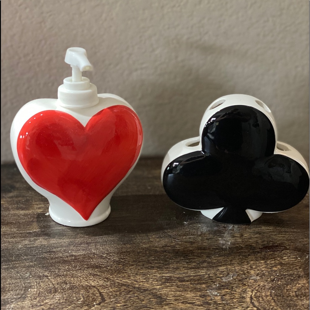 SOLD Vintage Playing Cards Bathroom Accessories